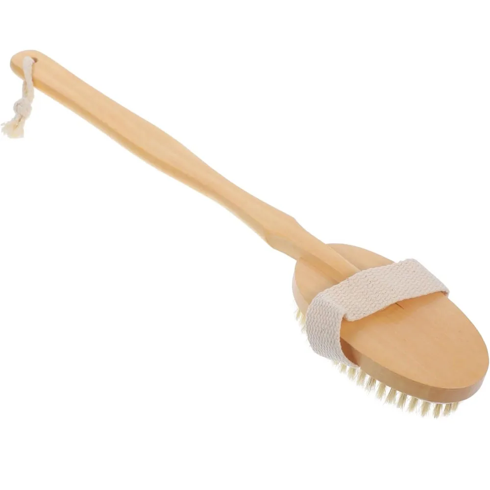 

Щетка для ванны Lotus с длинной съемной ручкой и вставной ручкой, массажная щетка для ванны с щетиной из свиной щетины, щетка для мытья мышц.