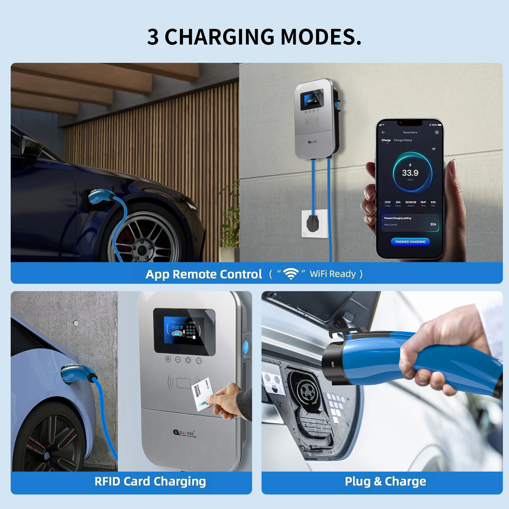 32A 7KW Type 2 to Type 2 EV Coiled cable EV Extension Cord for Electric Vehicle Charging Stations