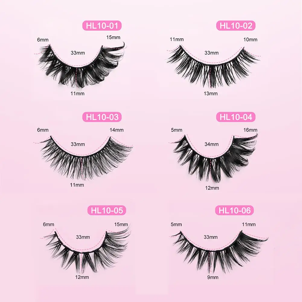 10 paar krul pluizige valse wimpers natuurlijke piekerige faux nertsenwimpers, pluizige 3D volume nepwimpers stripwimpers extensies