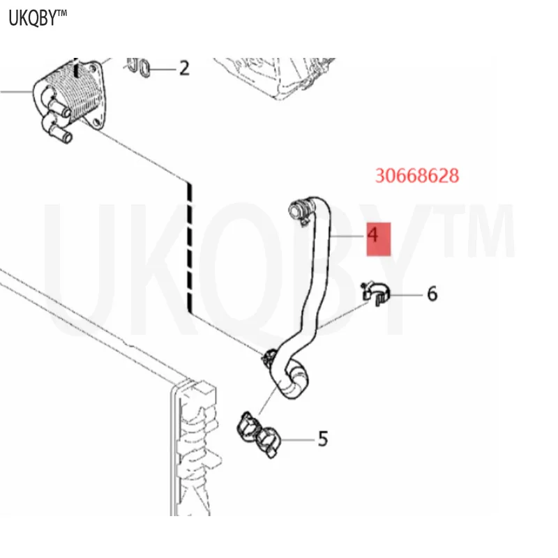 Oil line, outlet O-ring flange screw hose clamp six point screw socket oil line 30668628 30793640