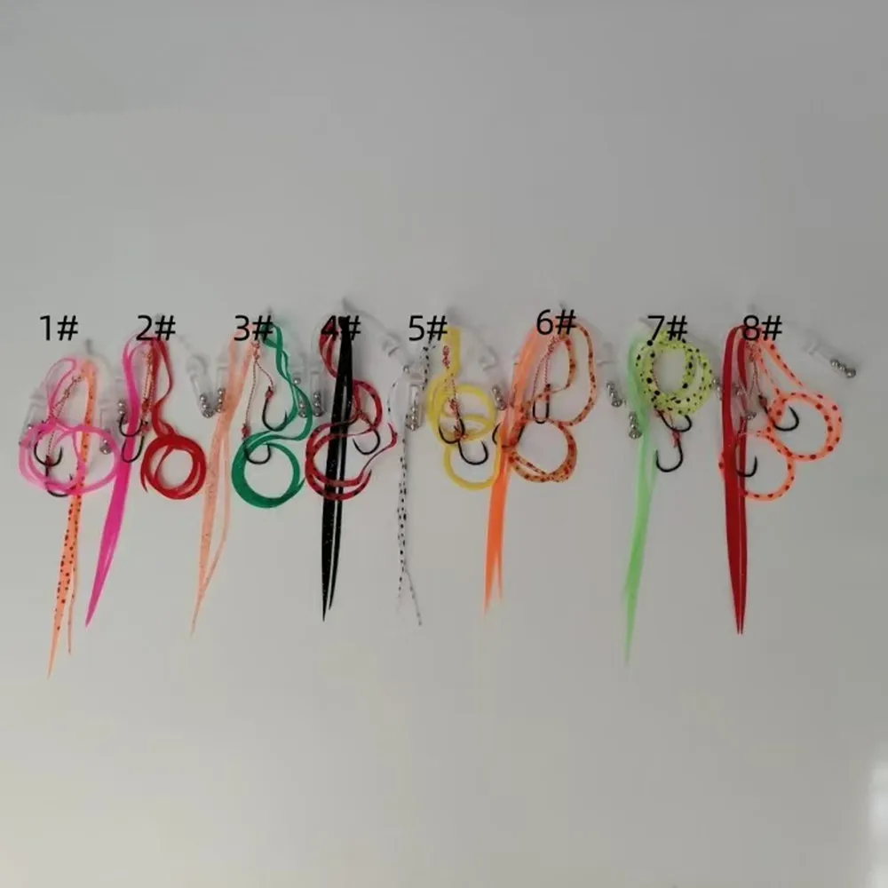 

50pcs Skirt Rubber Sea Fishing Hook Jig Head Assist Hook Jig Skirt Fishing Accessories