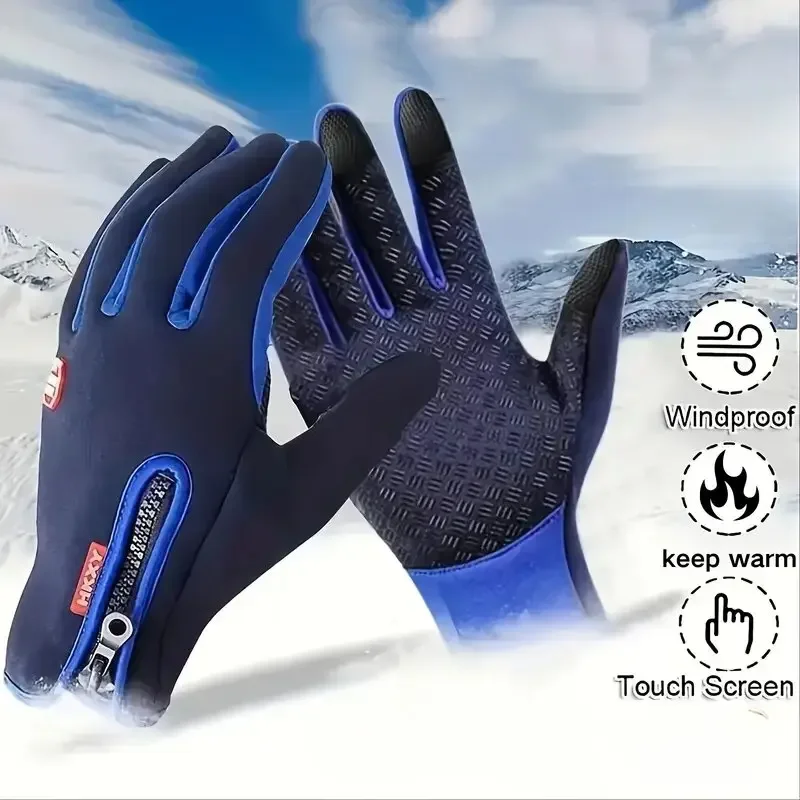 

Winter Warm Man Gloves Ski Outdoor Waterproof Non-Slip Fishing Gloves Women Windproof Sport Riding Gloves