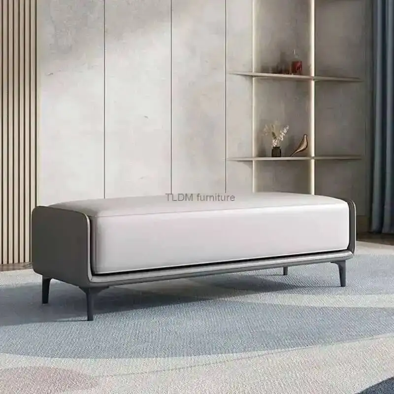 

leather Bedroom Italian Bed Stools Luxury End Ottomans Nordic Living Room Shoe Changing Stool Clothing Store Bench Step Stool Z