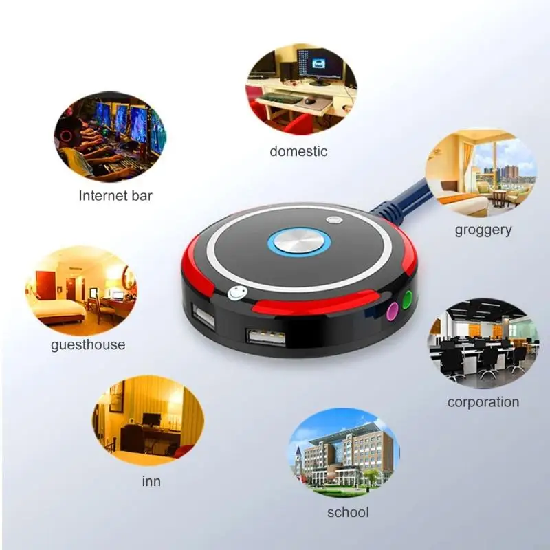 E65E Conveniente Switches Computador Desktop com porta USB e Audios para Internet Cafes