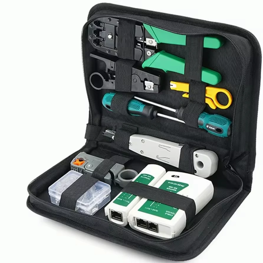 RJ45 RJ11 RJ12 Computer Network Repair Tool Kit STP/UTP LAN Cable Tester Wire Cutter Screwdriver Pliers Crimping Tool Set