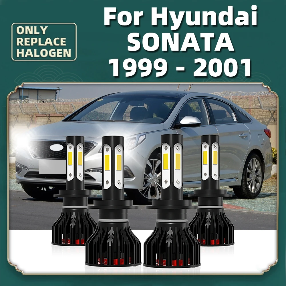 Car LED Headlight Bulbs Four-side 360° COB Chip H7 6000K Lamps 12V For Hyundai Sonata 1999 - 2001 2000 Auto Front Headlamp Luces