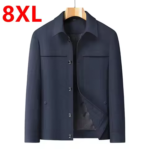 Spring  Autumn plus size men' casual lapel business jacket for middle-aged elderly dad outfit 145kg 8xl men clothing