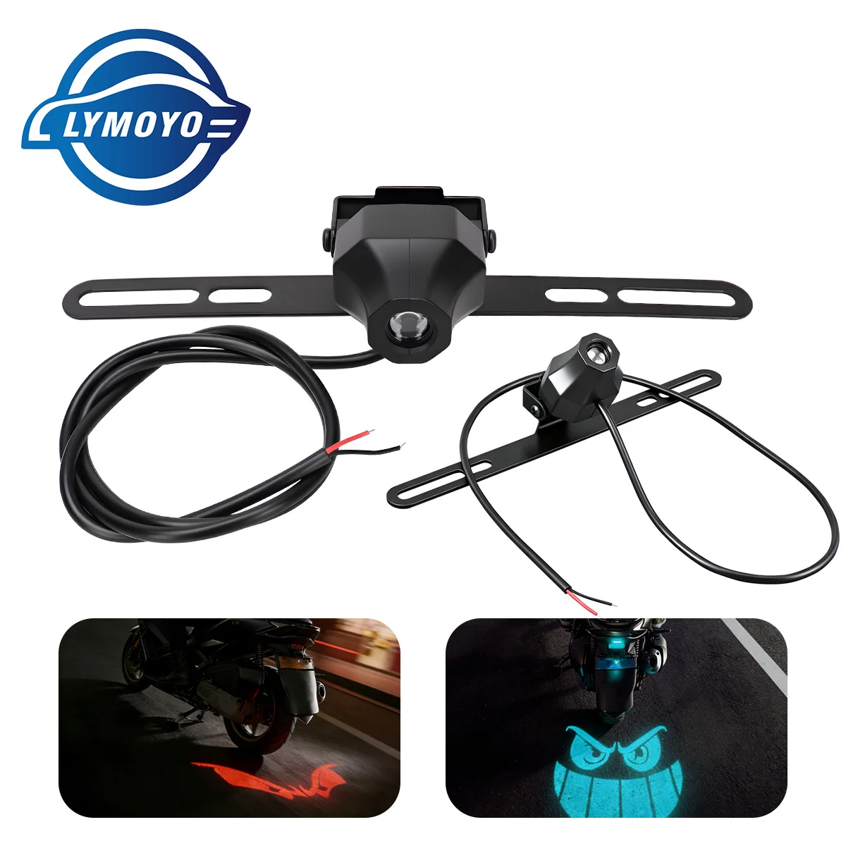 1 Set Motorcycle LED License Plate Decorative Lights With Projector Function RGB Colorful Eye Shaped Rear Taillight Signal Light