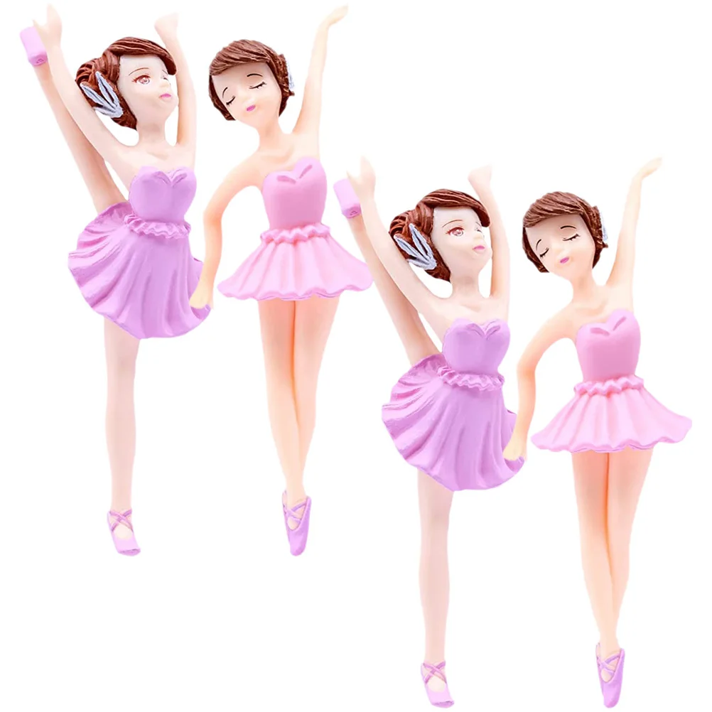 

4Pcs Ballet Girl Cake Statue Premium Material Dancing Ornament for Desktop Home Car Decor Cupcake Topper Party Supplies