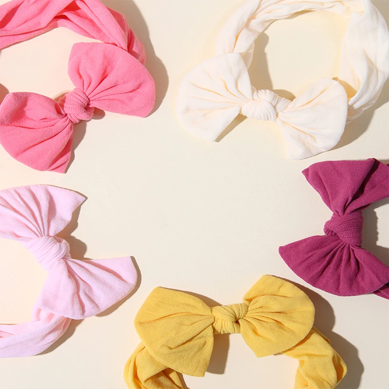 5Pcs Cute Bows Baby Headband Soft Elastic Baby Girl Hair Bands For Newborn Infant Turban Headwear Baby Hair Accessories