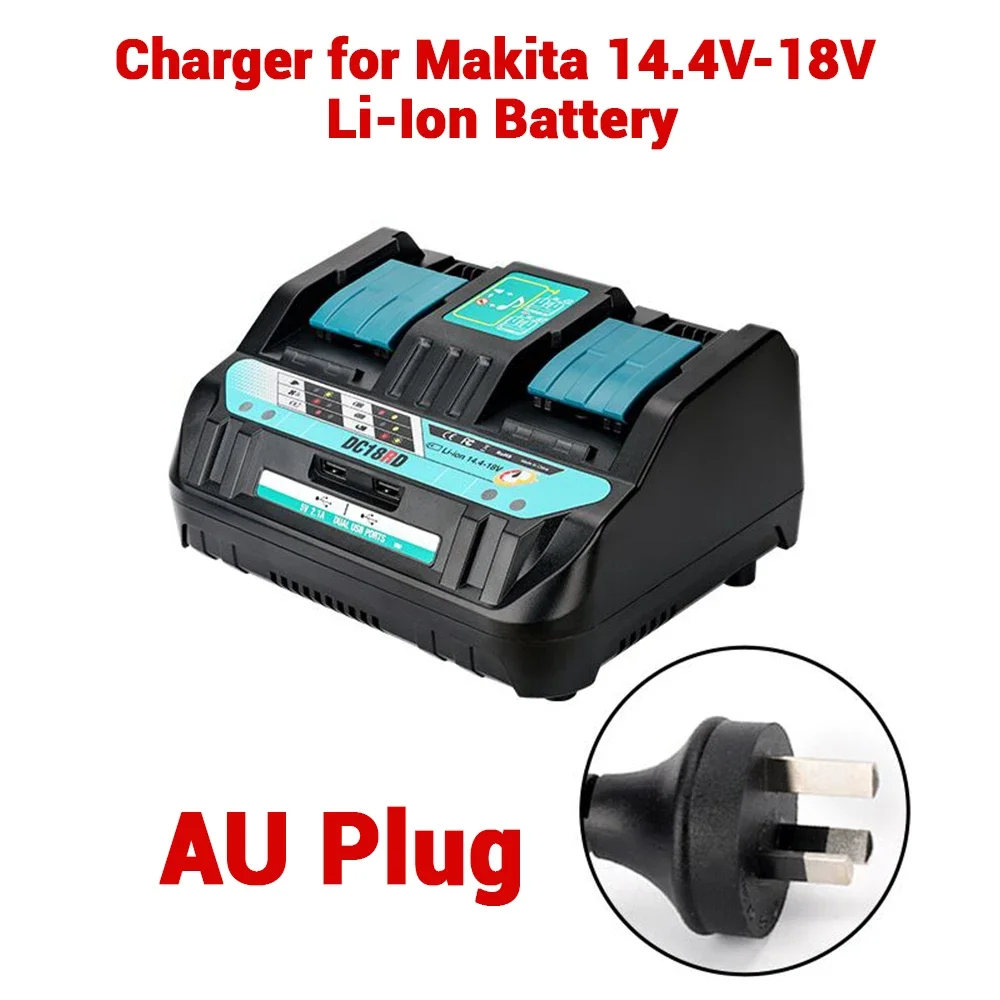 18V DC18RD Dual-Port Batterijlader Lithiumbatterij Snellader Compatibel met Voor Makita 14.4-18V Lithiumbatterijen BL1415