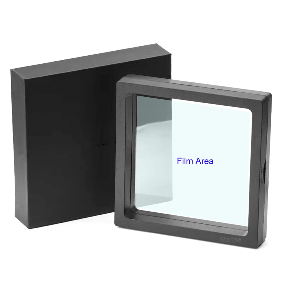 1Pc 7x7x2cm Clear Elastic Film Hard Black Plastic Box for Luxury Jewelry Accessory Floating Display Party Gift Boxes Packaging