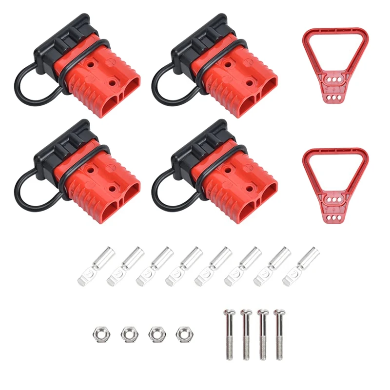 4 Pcs 2-4 Gauge Connector Plug 175A 12-36V Battery Quick Connector Red Battery Quick Disconnect Wire Harness Plug Accessory Part