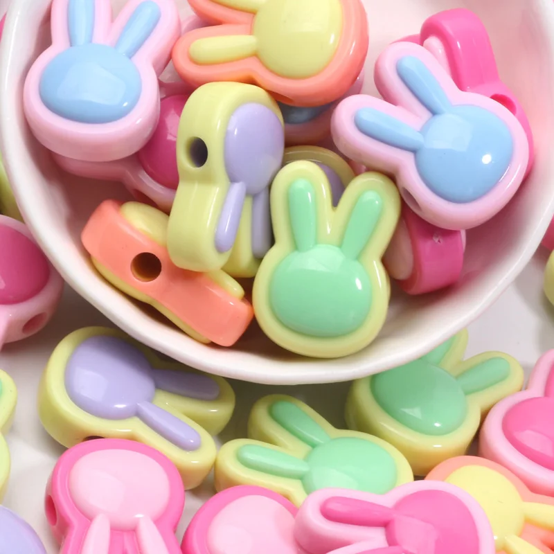 20pcs Candy Color Rabbit Beads Acrylic Loose Spacer Jewelry Beads For Handmade Making Bracelet Necklace Earring DIY Accessories