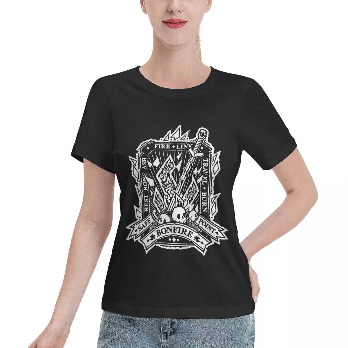 Cheap Dark Bonfire Emblem With Curse Souls Women's T-shirt Elegant Female Everyday Wear