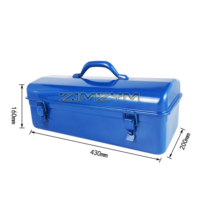 Portable Iron Tool Box with Tray, Double Latches Closure, Tool Box Storage Container General Tool Box - Craft Storage Toolbox