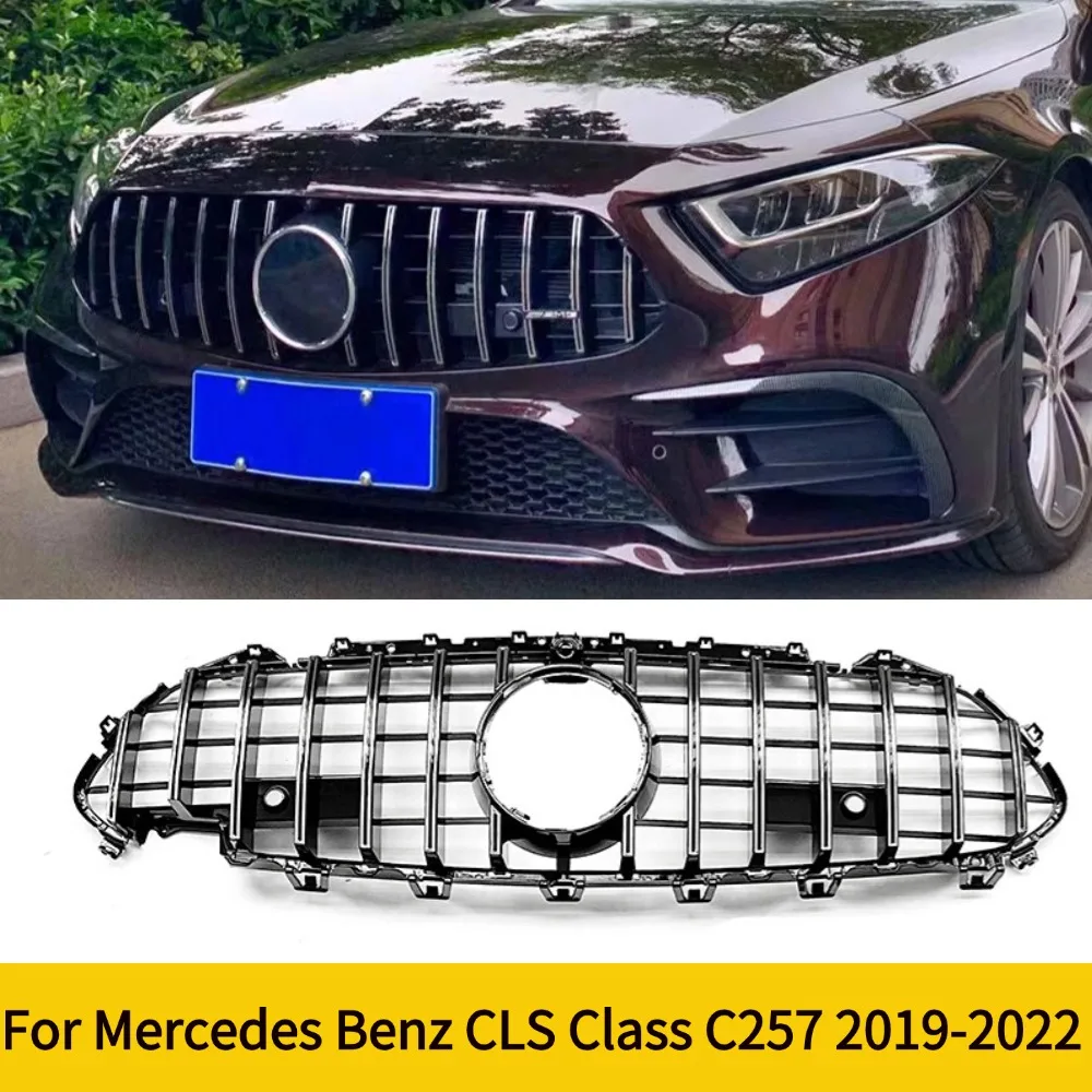 For Mercedes-Benz CLS C257 CLS450 CLS53 AMG 2019-2022 Glossy Black GT Style Front Bumper Grille Car Decorative Accessory
