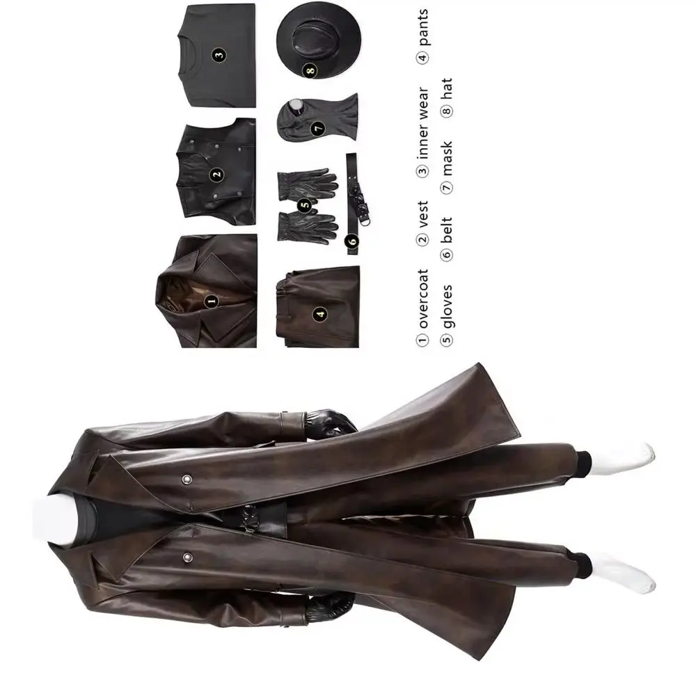 

Noir Cosplay Costume Man Jacket Vest Pants With Hat Full Set Halloween Carnival Party Outfit