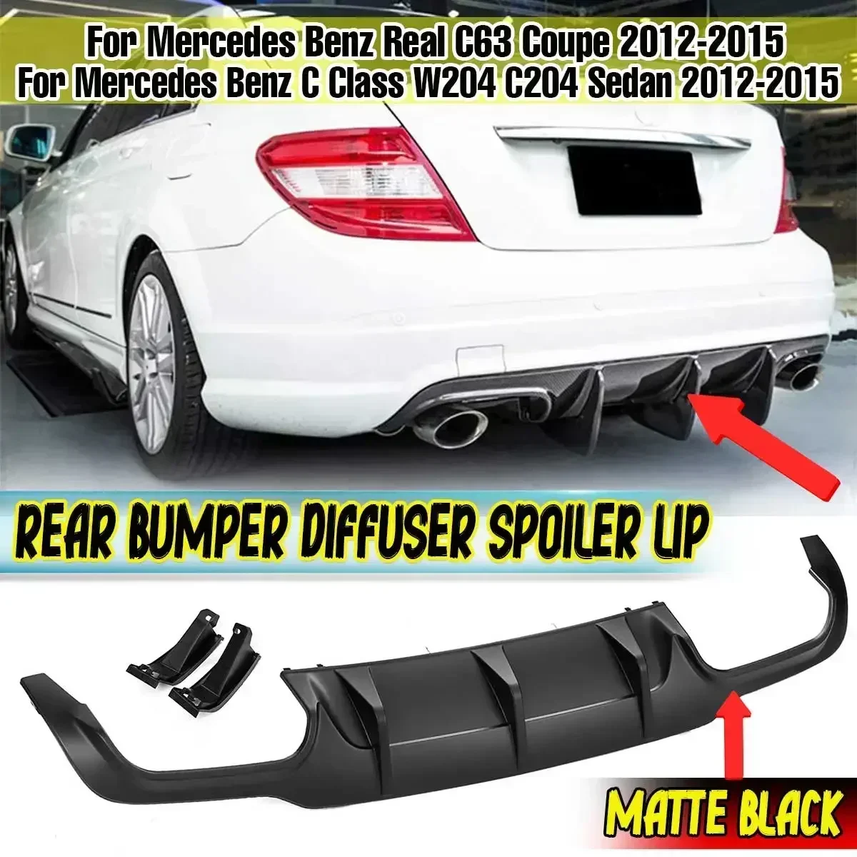 

C63 Rear Bumper Diffuser Lip Rear Chassis Deflector For Mercedes For Benz C Class W204 C204 Sedan C63 Coupe 2012-2015 Body Kit