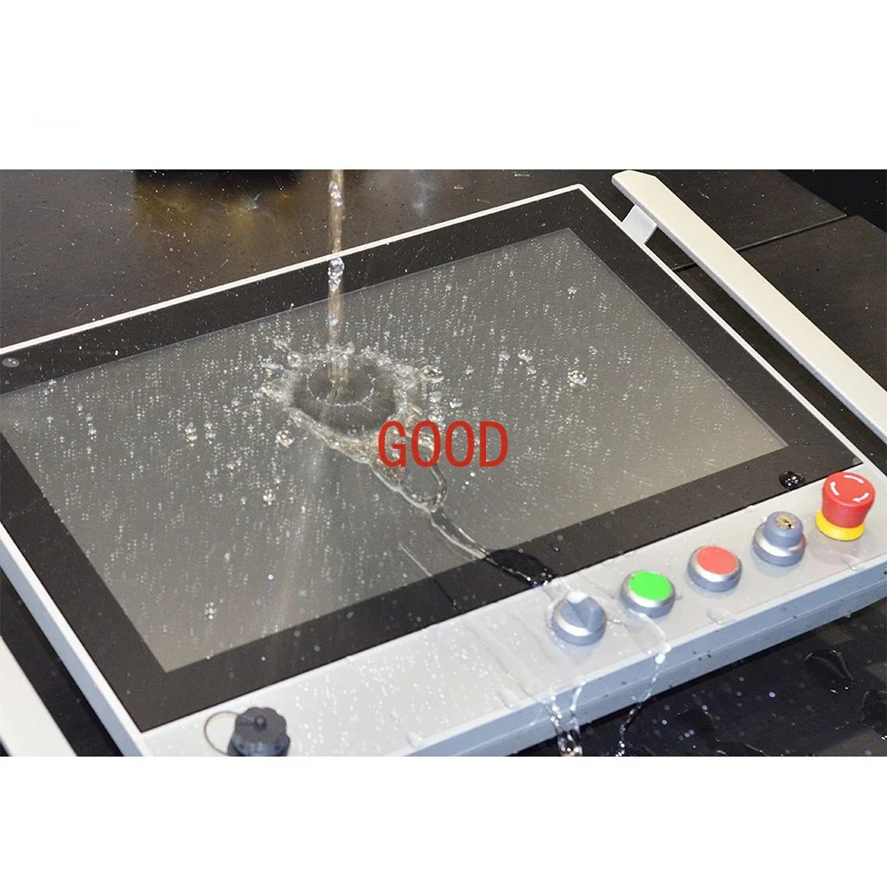 最新デザインのプロモーション産業用オールインワンディスプレイ 19 インチ操作モニター、ARM チューブとプッシュボタン付き