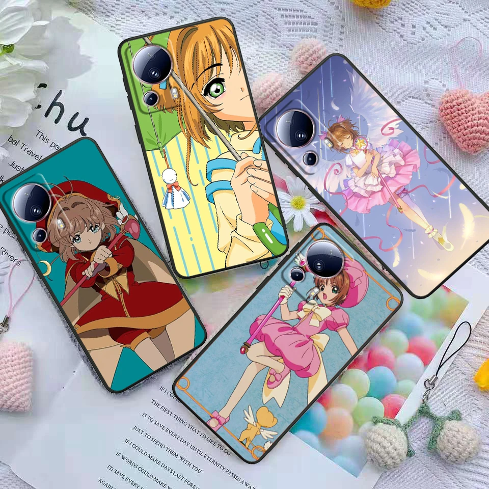 Anime Cardcaptor Sakura Cute Cover For Xiaomi Mi 14 13 12X 12 11 11T 11i 10T 10 Pro Lite Ultra 5G Black Phone Case