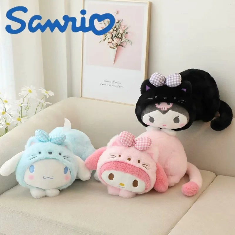 

Hot Sanrio Melody Kuromi Cinnamoroll Cat Series Plush Tissue Box Cute Soft Stuffed Plush Doll Toy Living Room Car Paper Box Doll