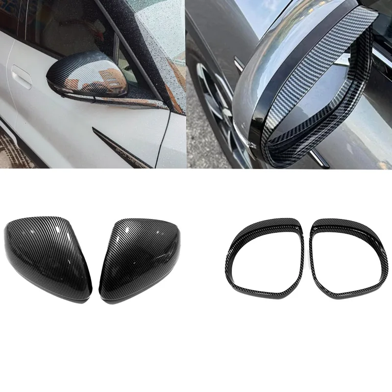 

For BYD ATTO 2 Yuan UP 2024 2025 ABS Carbon Fiber Look Door Side View Mirror Wing Cover Trim Car Sticker Accessories
