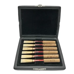 Reed Storage Box 6 Pieces Oboe Reed Box Storage Box Drop-Proof Black PU Box Music Accessories 3.62x3.07x0.86 Inch