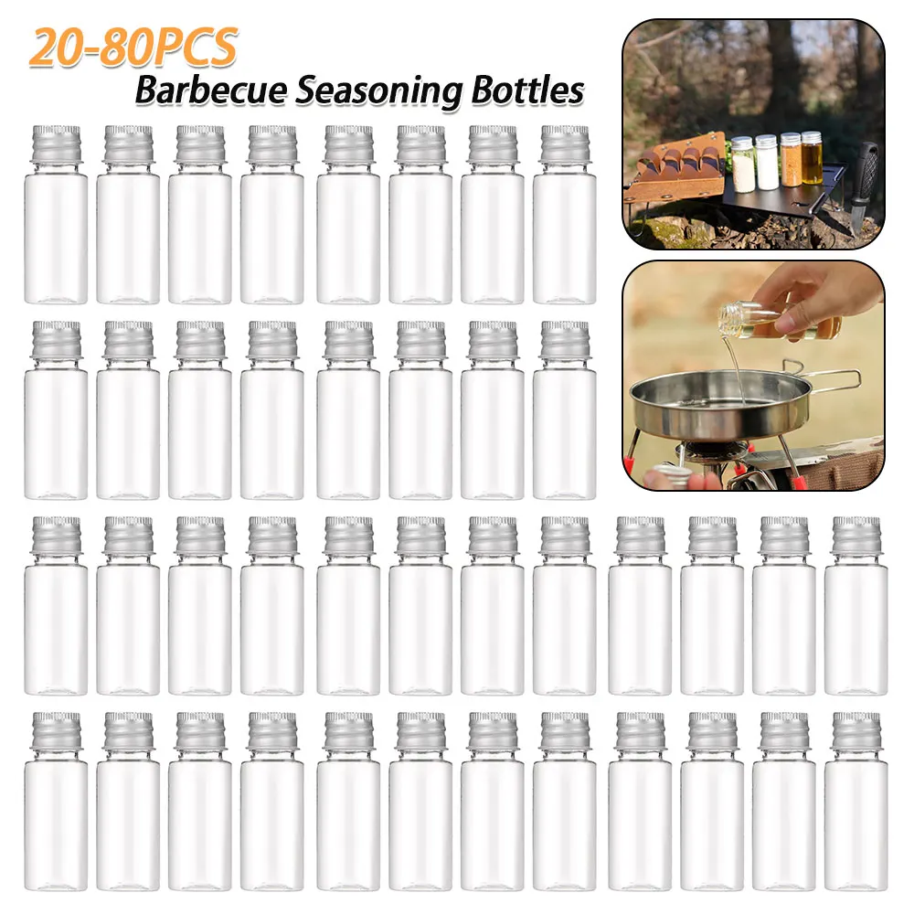 

20-80PCS 20ml Barbecue Seasoning Bottle Refillable BBQ Condiment Organizer Portable Seasoning Sub-bottling for Outdoor Barbecue