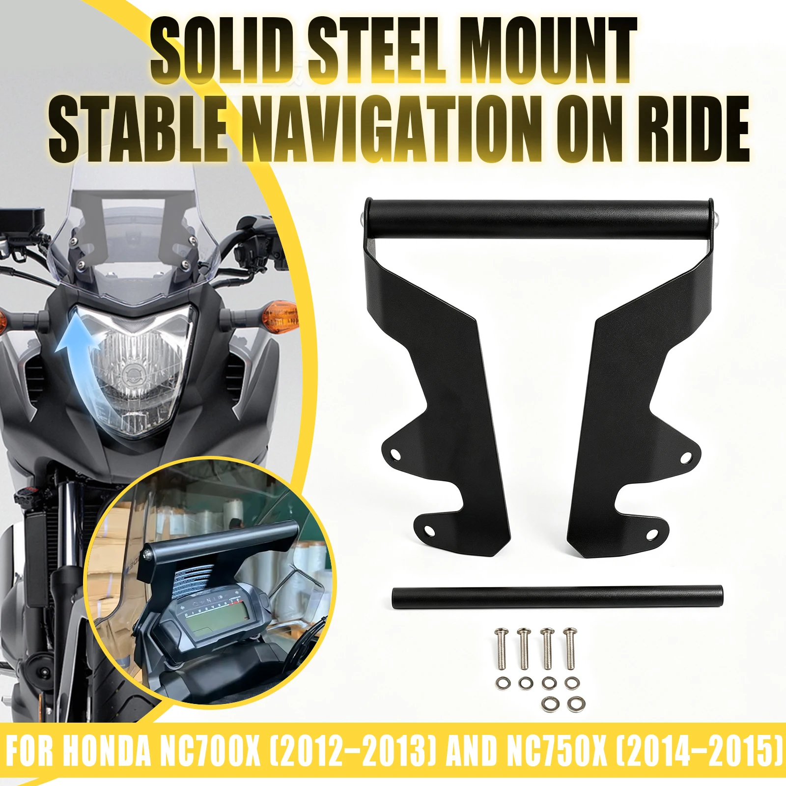 For Honda NC700X 2012 2013 NC750X 2014 2015 Motorcycle Phone Holder Stand GPS Navigation Plate Bracket Mount Black