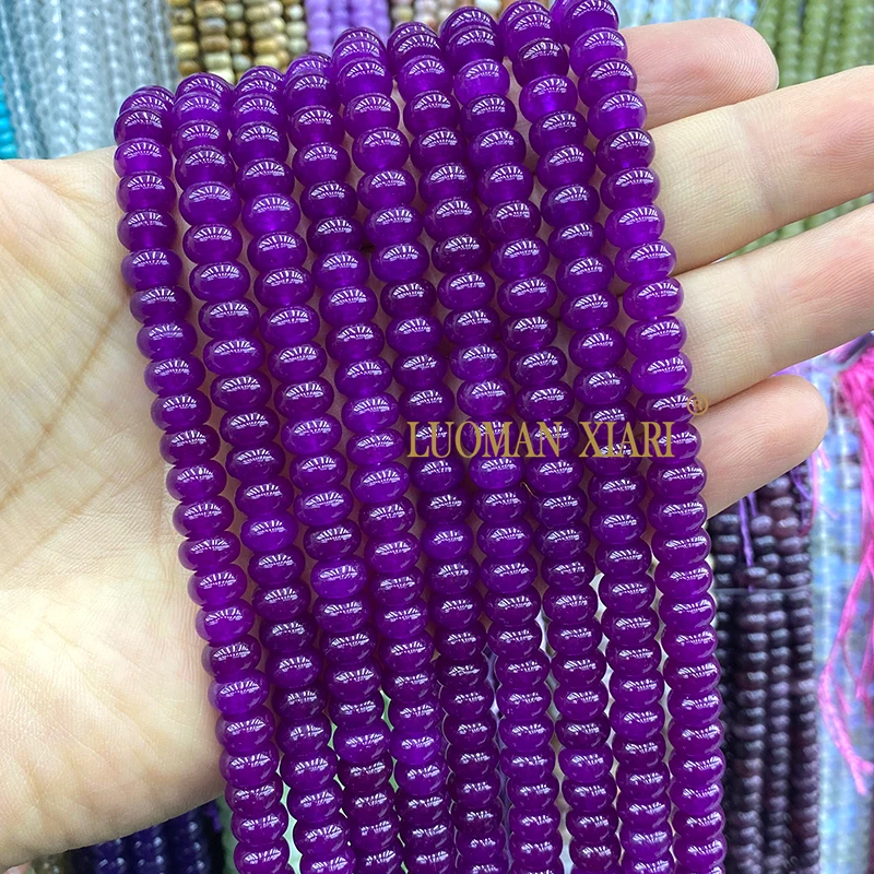 Natural Stone Rondelle 5x8MM Grey Purple Jade Chalcedony Loose Spacer Bead for Jewelry Make Diy Bracelet Charms Accessories image 2