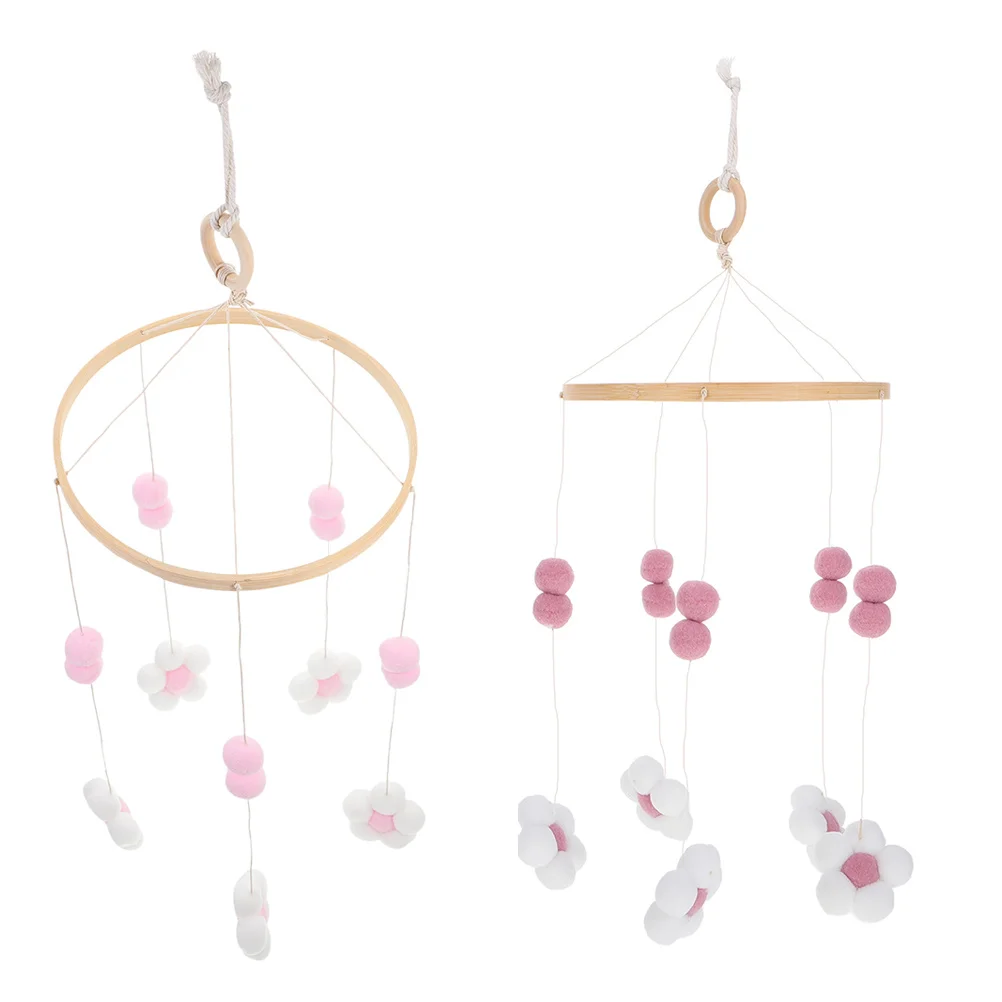 2Pcs Baby Nursery Decoration Boho Crib Mobile Nordic Flower Handmade Wind Chime Baby Bed Mobile for Girls