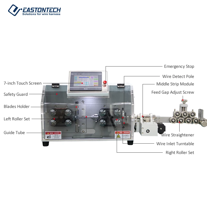 EASTONTECH EW-05F+M Automatic Wire Stripper 0.75-30 Mm Multi-conductor Stripping Mid-stripping Shield Cable Electric Machine