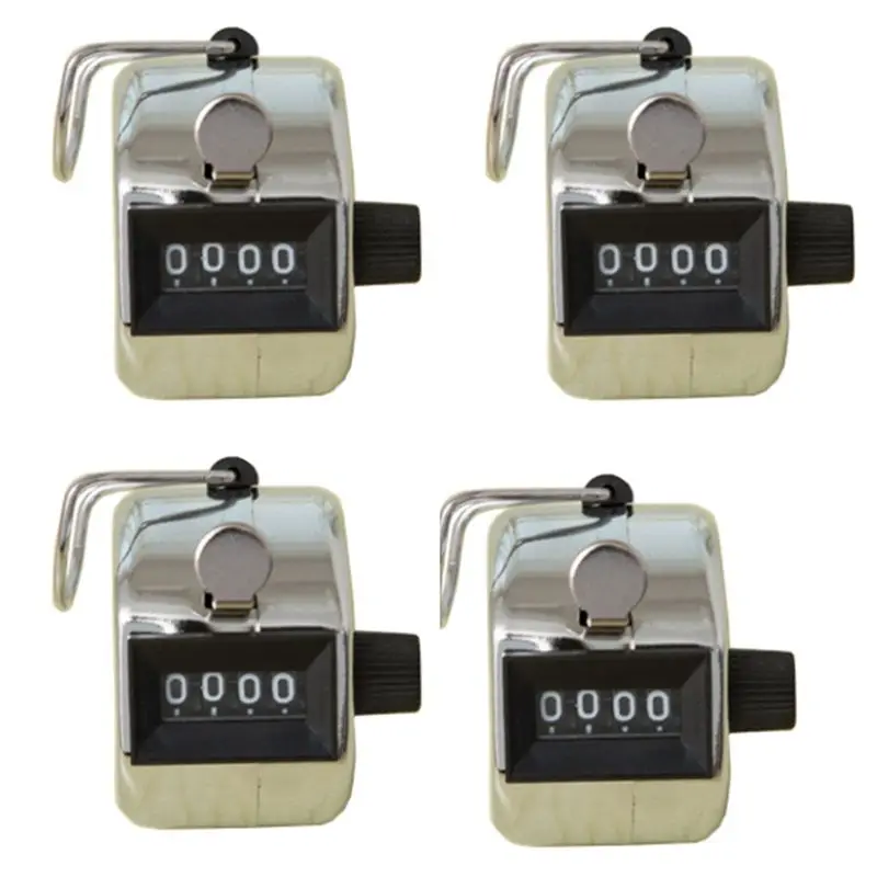 SOFT-4Pcs 4 Digit Number Counters Plastic Shell Hand Finger Display Manual Counting Tally Clicker Timer Soccer Golf Counter