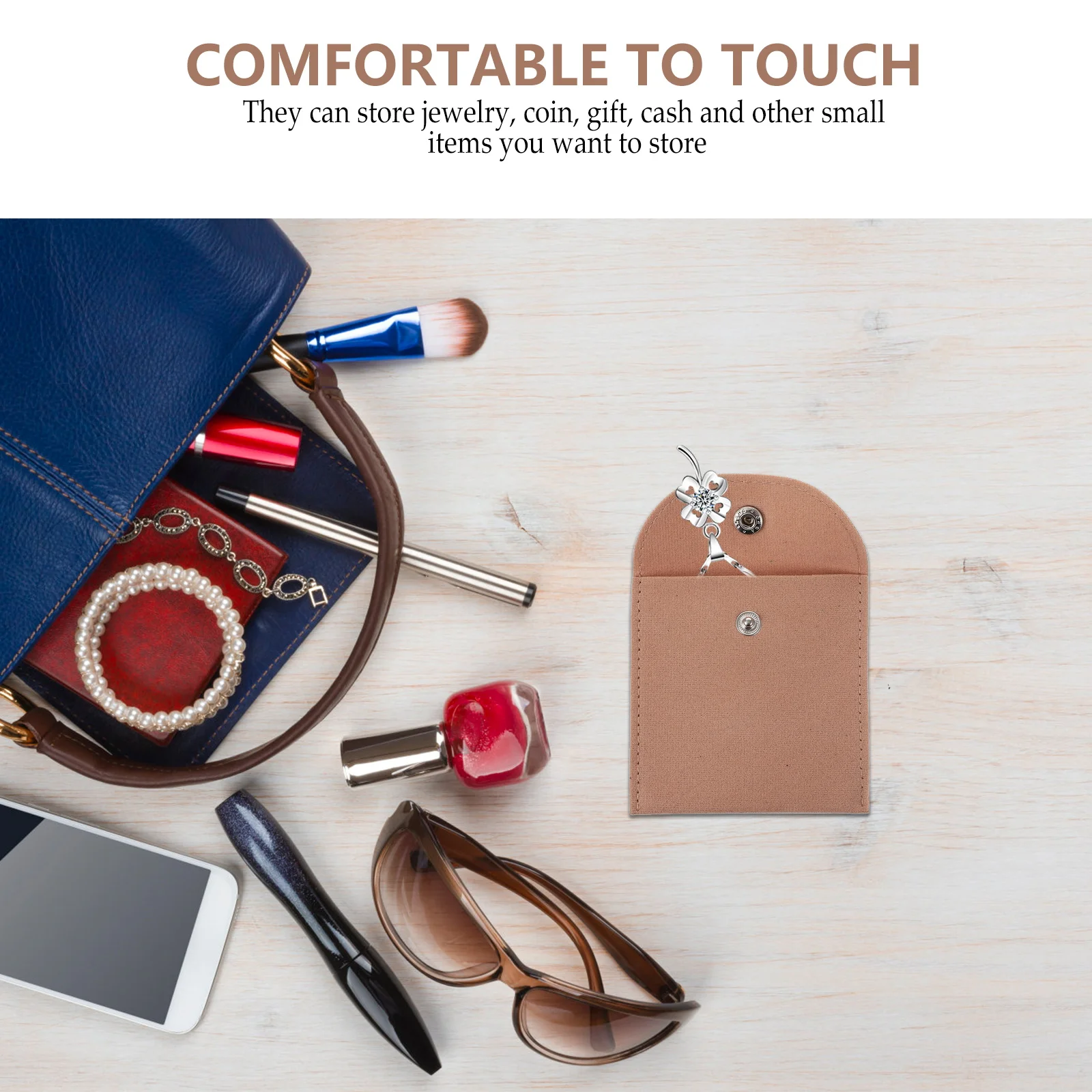 

5 Pcs Jewelry Bag Ring Organizer Storage Necklace Pouch Flap Travel Wedding Folding