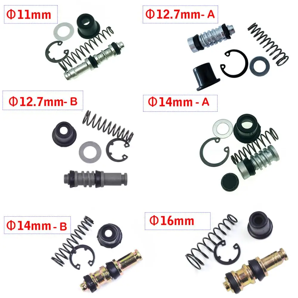 Motorcycle Clutch Brake Master Cylinder Repair Kit 11/12.7/14/16mm Piston Plunger Seal Rebuild Replacement Parts 1Set