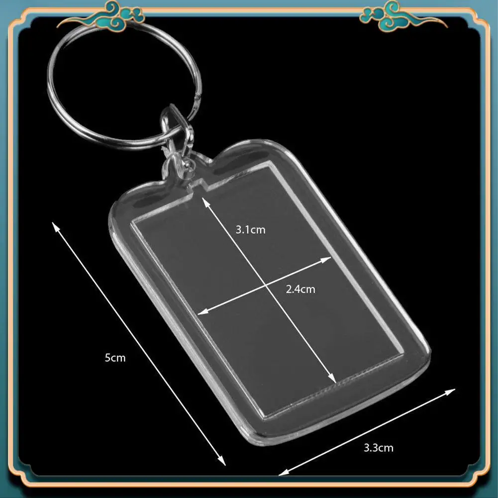 ABJG-キーホルダー 10 個セット DIY 取り外し可能な白い長方形フォトフレームキーホルダー 3.3X5cm