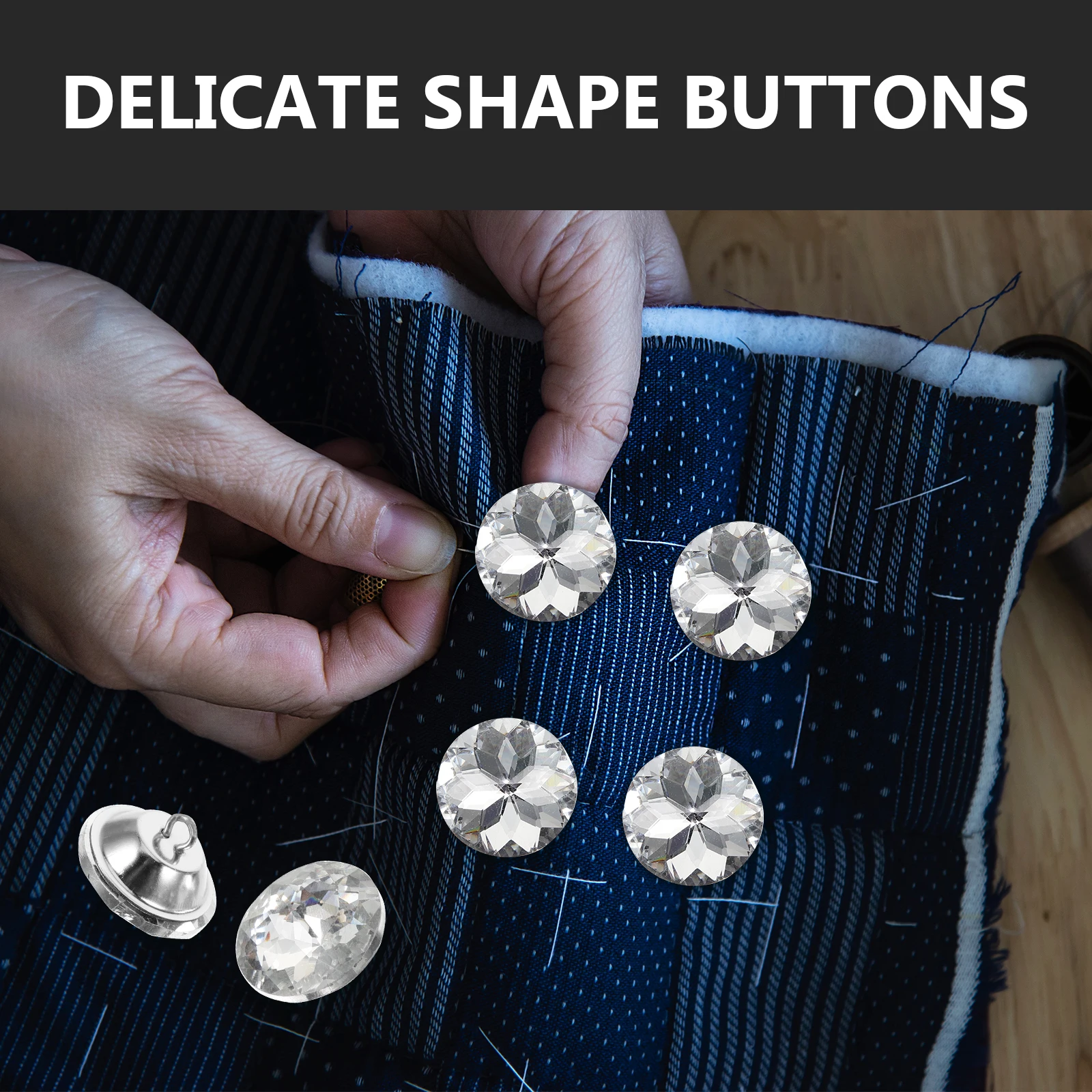 

25pcs Bauhinia Upholstery Buttons 25mm Silver Crystal Glass Button With Metal Ring Tufting Sofa Bed DIY Glass Metal Ring Sewing