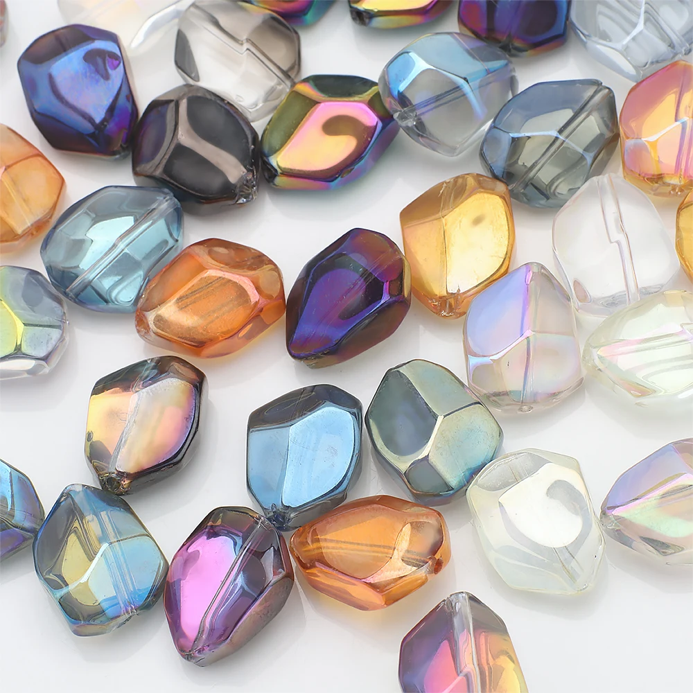 20 Stück 12x16mm Facettierte Glas-Kristallperlen Unregelmäßig Geformt für DIY Schmuckherstellung - Handgefertigte Armbänder Halsketten Zubehör