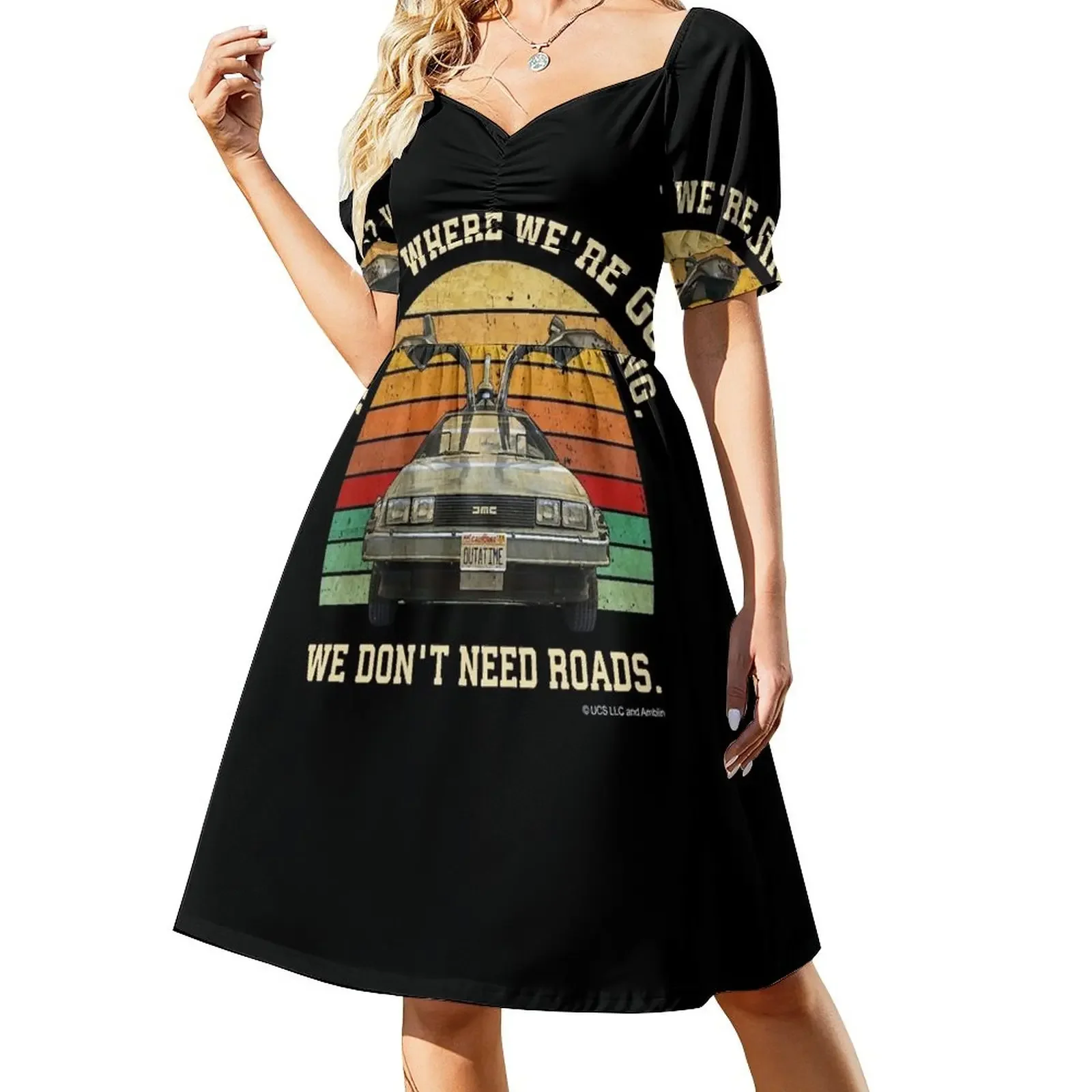 Назад в будущее-дороги, куда мы собираемся, нам не нужно дорога, платье без рукавов, женские платья, платья для женщин 2024
