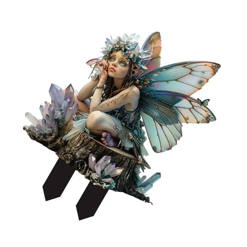 

H7EA Mystical Fairies Acrylic Garden Stake Forest Durability Outdoor Decoration for Home Plant Vase Display