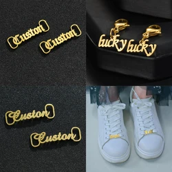 Acheerup Fashion Personalized Name Shoe-buckle for Women Men Stainless Steel Customized Logo Letters Jewelry Accessories Gift