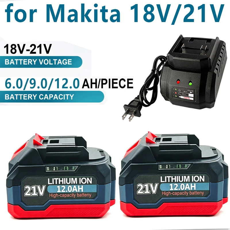21V 12.0AH For Makita 18V Battery Power Tool Battery LED Indicator Batteries Pack For Makita 18V Cordless Electric Power Tools