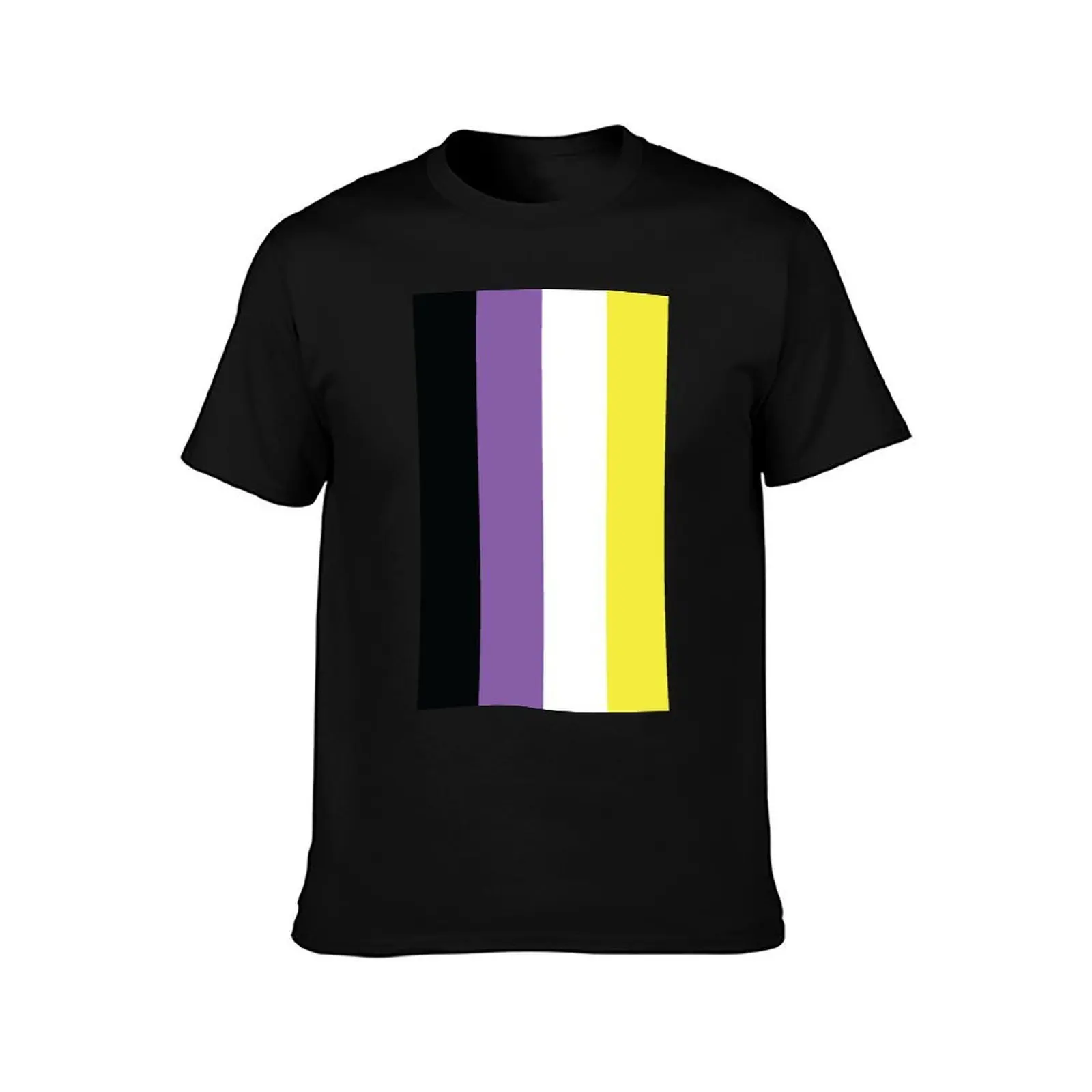 Non-Binary Pride Flag Vertical T-Shirt, Summer Casual Cotton Tee, Oversized Streetwear Tops, Vintage Graphic Print, 100% Cotton