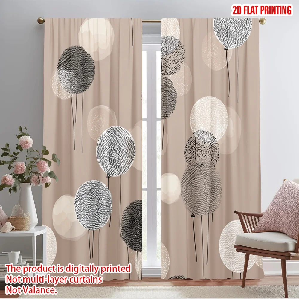 2pcs,2D plane printing Minimalist Curtains Abstract Circle Fusion 100% Polyester (without rod) Art Deco Festive Perfect for