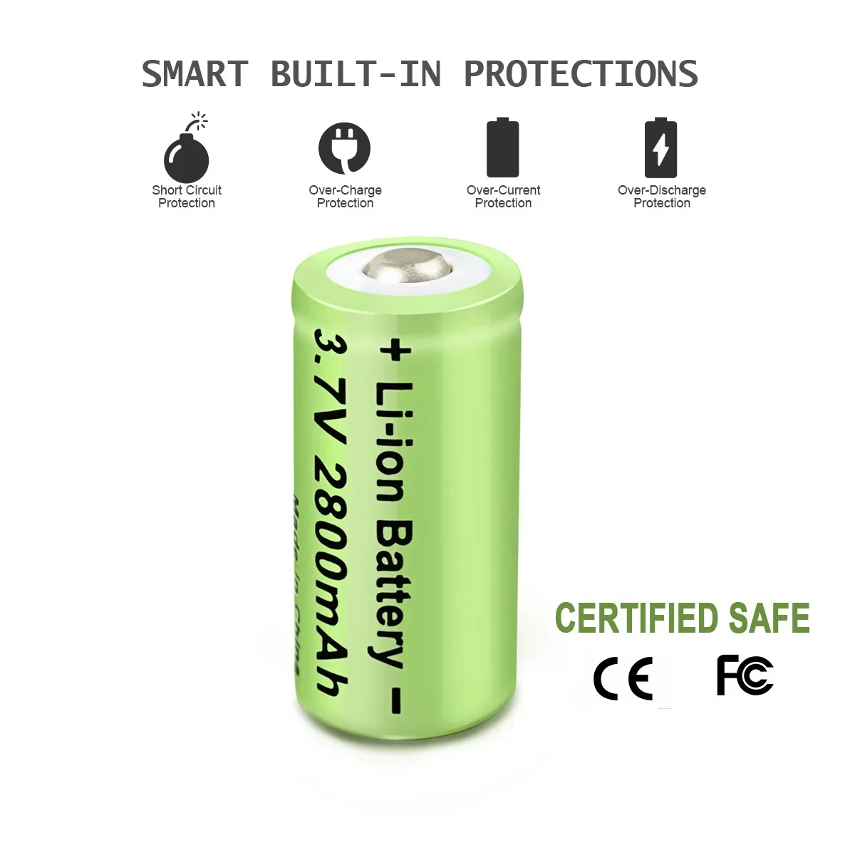 2800mAh Rechargeable 3.7V Li-ion 16340 Batteries CR123A Battery for LED Flashlight Travel USB Charger 16340 CR123A Battery