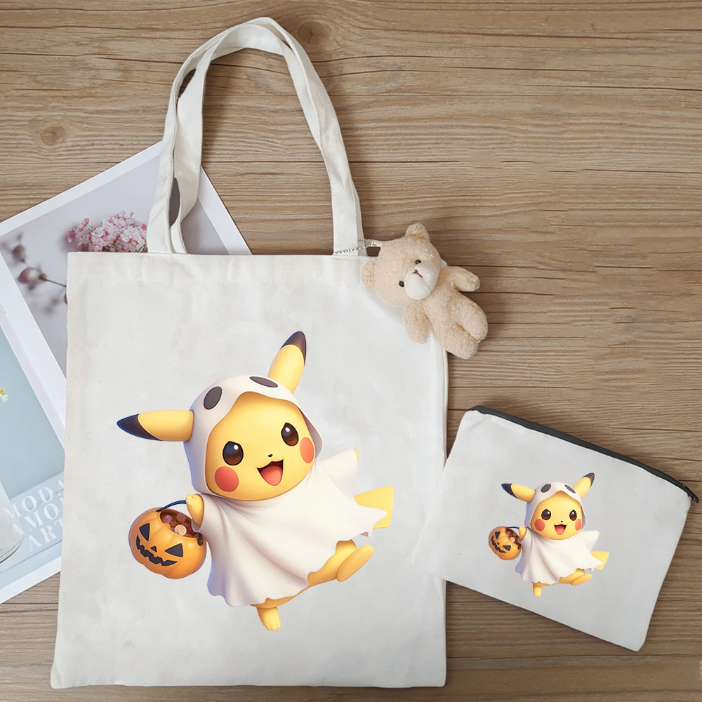 

НОВИНКА: Набор из 3-х сумок с принтом Пикачу в стиле аниме, большая вместительная сумка для хранения, подарок на Хэллоуин.