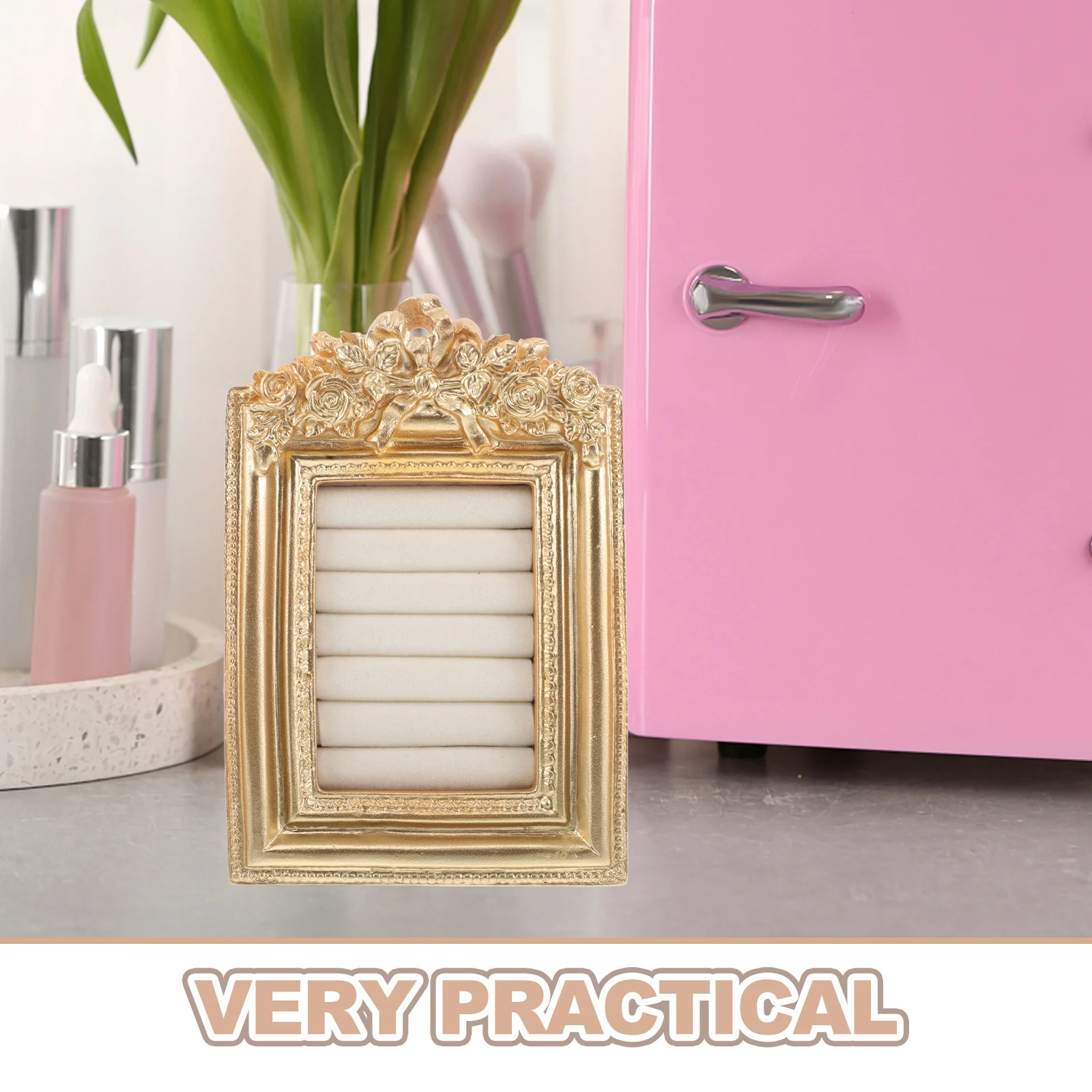 رف عرض لتخزين المجوهرات، سعة كبيرة، منظم متعدد الوظائف، تصميم قابل للتعديل، مثالي لسطح المكتب لطاولة الزينة