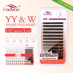 FADVAN 10Pcs YY/3D/4D/5D W Shape Eyelash Extension 0.07mm LU/L/C/D for Professional Soft Natural Pre Made Fan 5D Cluster Lashes