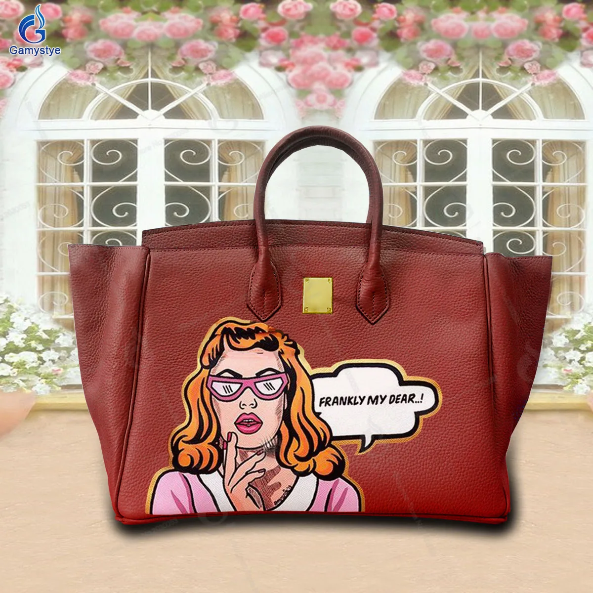 

Hand Draw Customize Art A girl wearing glasses Bags Women Clutch purses and handbags Designer Ladies purses Cowhide Togo Leather